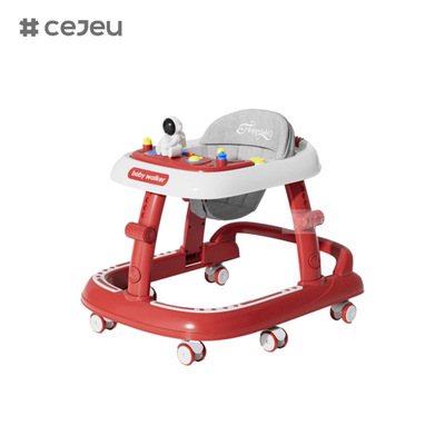 CJ-5688, 베이비 워커, 음악 7 높이 조절기 조용한 바퀴 * 6 쿠션: 린 한 클릭 접기, 빨간 녹색 검은
