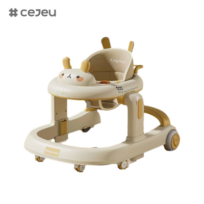 CJ-928, 베이비 워커, 오렌지 그레이 커피, 음악/빛 6 높이 조절기, 제품 크기:58*59*73cm, 한 번의 클릭 접기