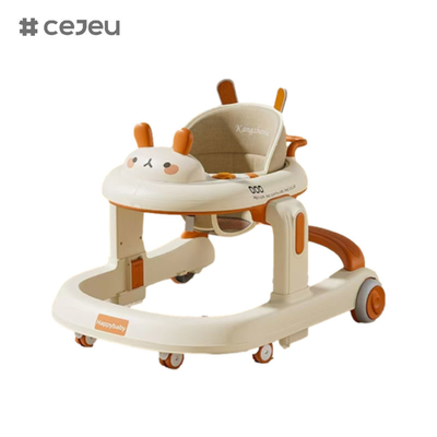 CJ-928, 베이비 워커, 오렌지 그레이 커피, 음악/빛 6 높이 조절기, 제품 크기:58*59*73cm, 한 번의 클릭 접기