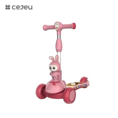 CJ-HLW-209,라부부 접이식 어린이 스쿠터 3-12년생 확장형 유아 플래시 휠 스쿠터 제조업체의 새로운 만화 스타일 라부부 어린이 스쿠터 램프 확장 및 접이식 플라스틱